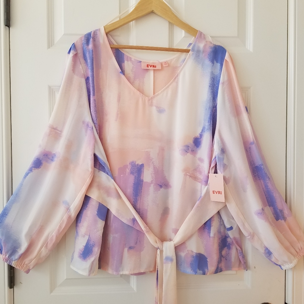 NWT Evri Plus Size Chiffon Long Sleeve Top 2X